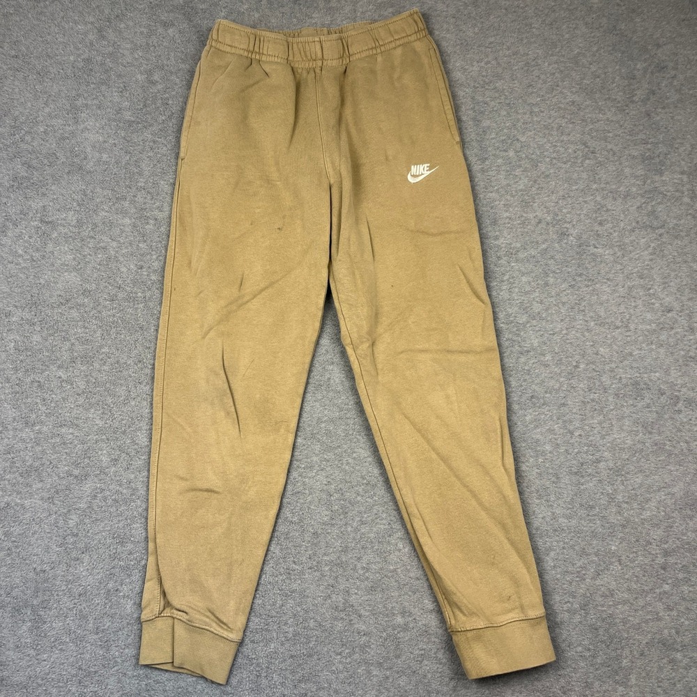 Nike Sweatpants Mens Small Tan Sportswear Club Fleece Joggers Tapered Logo